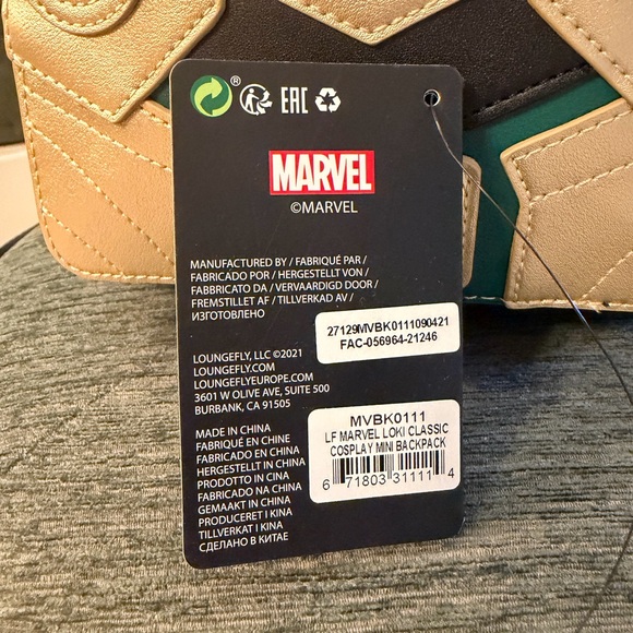 Loungefly Marvel Loki Horned Helmet Mini Backpack - Picture 8 of 9
